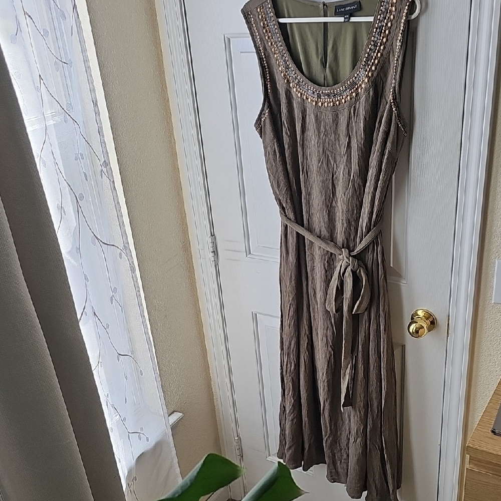 Lane Bryant Brown Sleeveless Maxi Sundress Scoop Neck